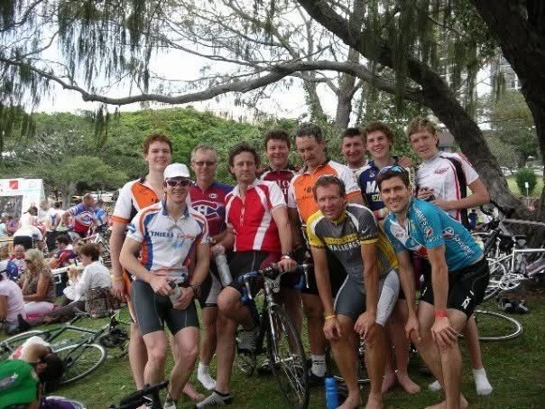 Scott van Iperen with fellow cyclists at a Queensland road-cycling event